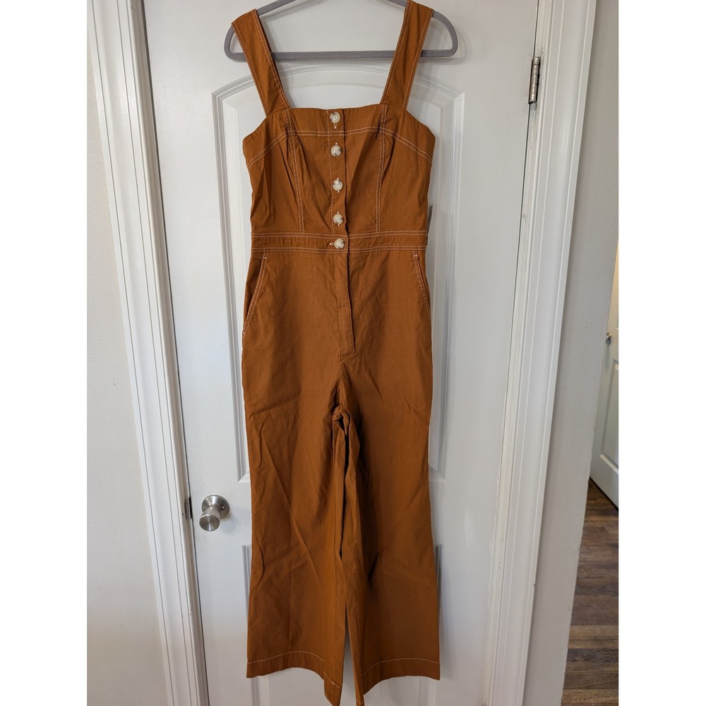 Anthropologie Maeve Colette Wide Leg Jumpsuit Tall 10 NEW utility work wear boho